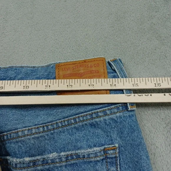 Levis 501 Jeans Womens 29 Blue Denim Premium Button Fly Straight Casual Distress - Picture 10 of 10